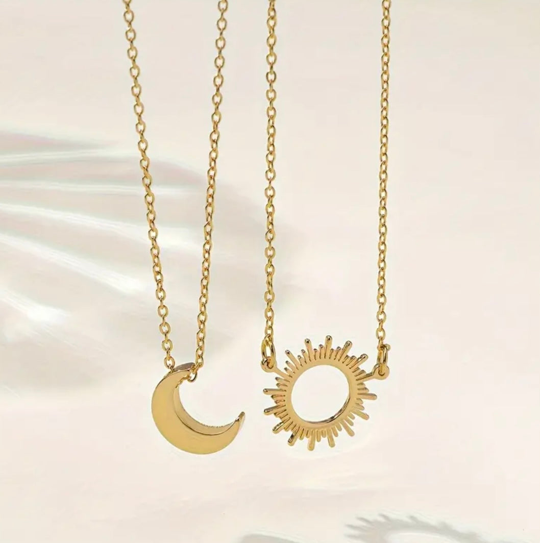 Sun and Moon Pendant Duo Necklace