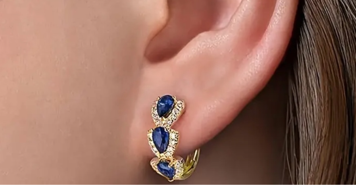 Sapphire and Diamond Hoop Earrings