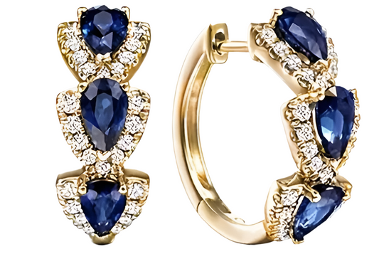 Sapphire and Diamond Hoop Earrings
